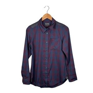 Flylow Gear Shirt Womens‎ Size Small Purple Blue Plaid Flannel Outdoor Western